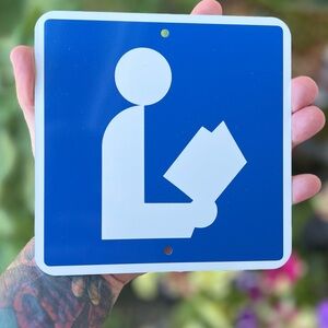 Little Library Metal Sign 6”x6” in Blue